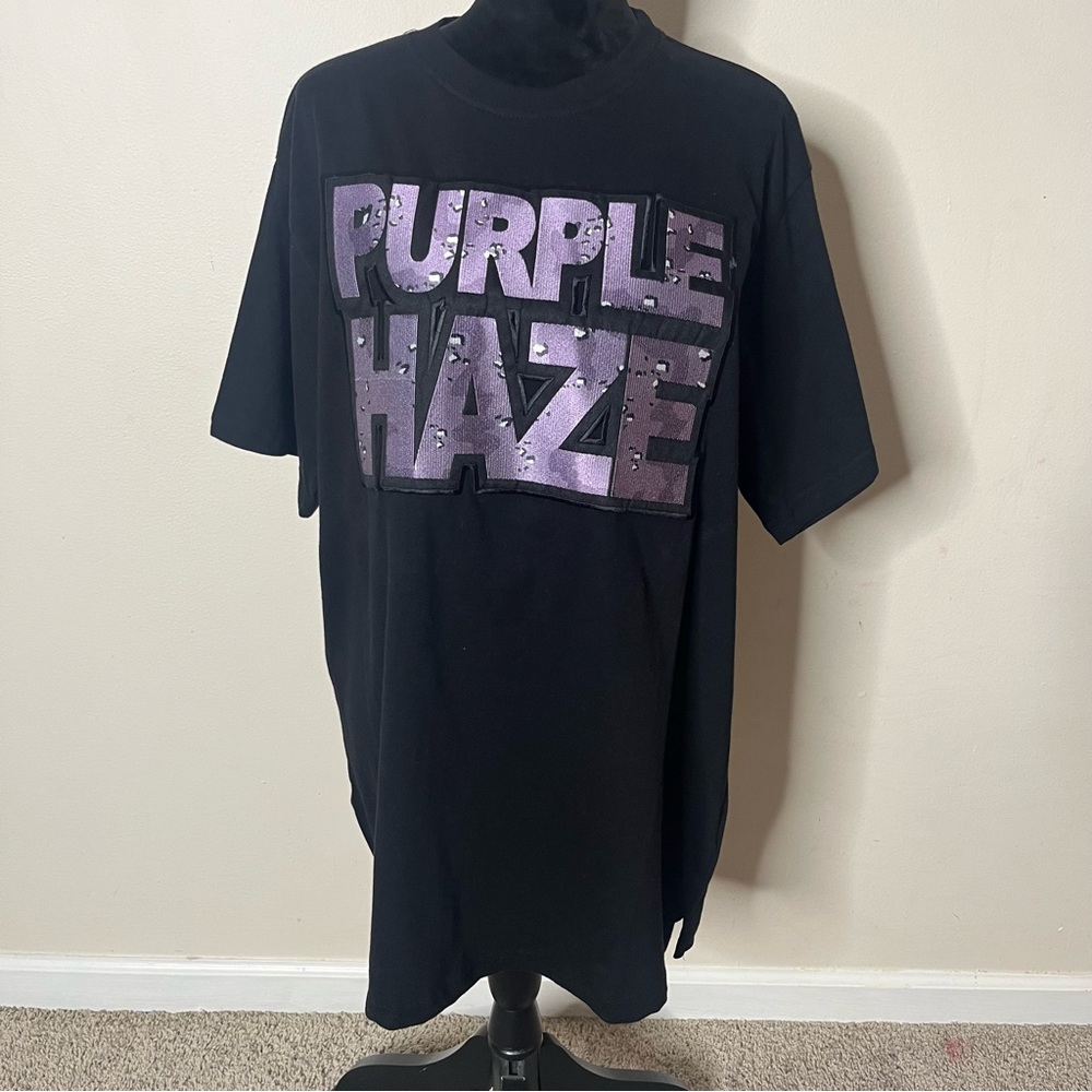 FWRD Denim NY Men’s Black Embroidered Purple Haze Crewneck Cotton Tee Sz 2XL~NWT